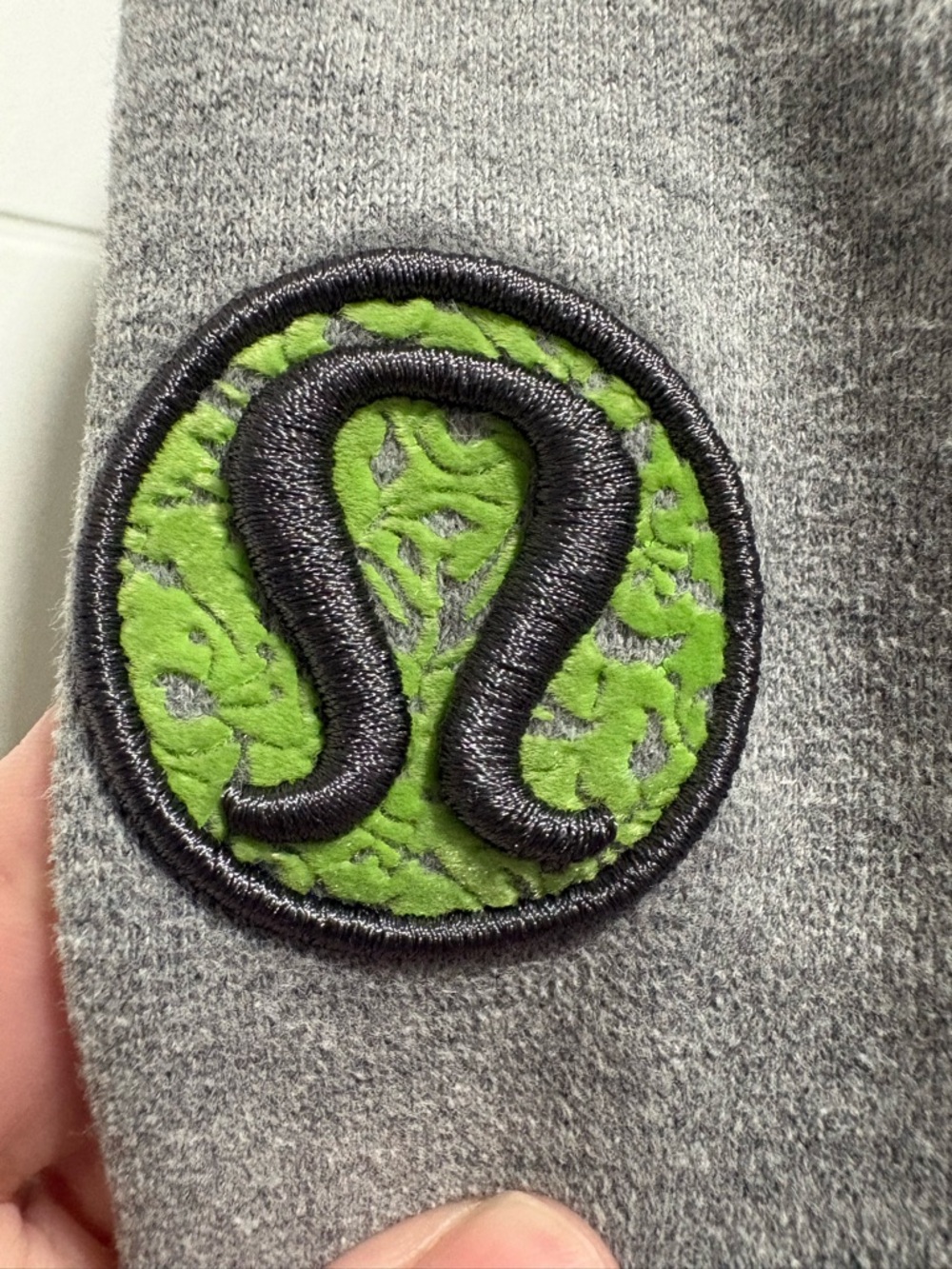 lululemon athletica Gray Patch Sweatshirt with Bright Green Logo - Picture 2 of 6